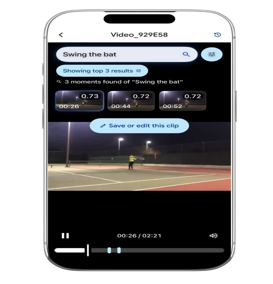 EmbeddingGemma 2 localiza momentos em vídeo Demonstração de localização de momentos em vídeo com EmbeddingGemma 2