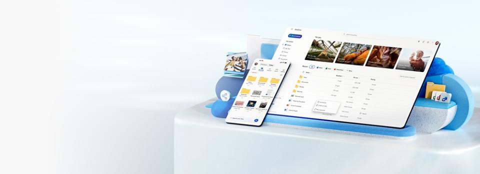 Microsoft 365 OneDrive em destaque com armazenamento em nuvem