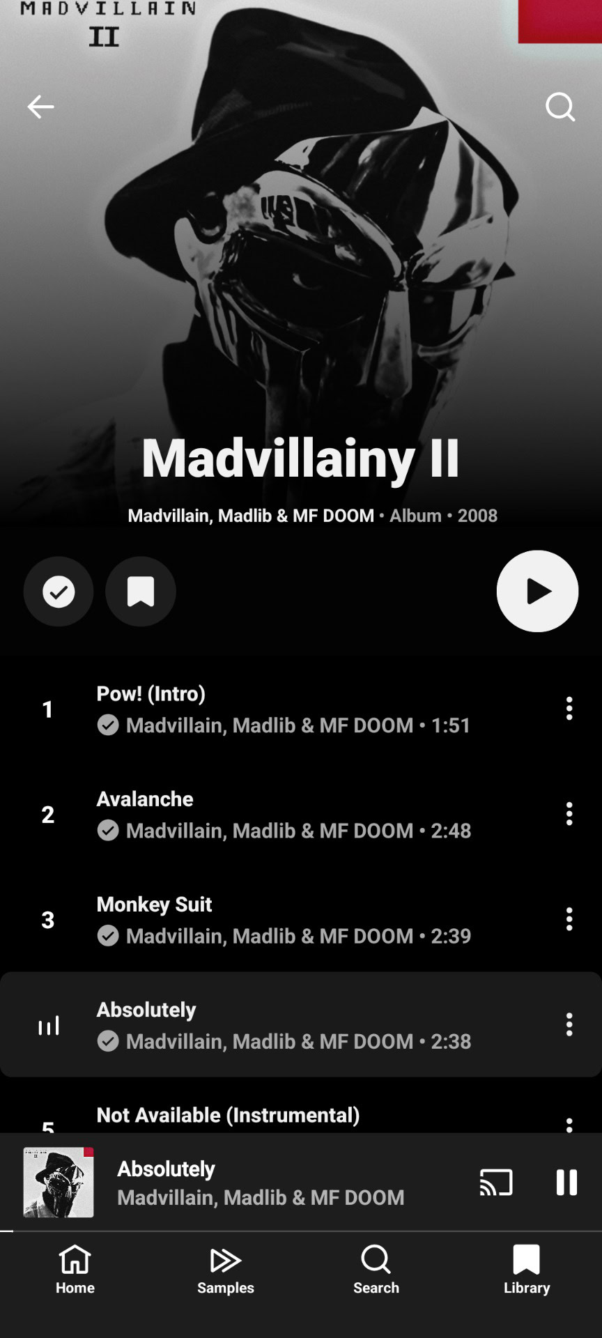 YouTube Music novo design com capa grande em página de álbum