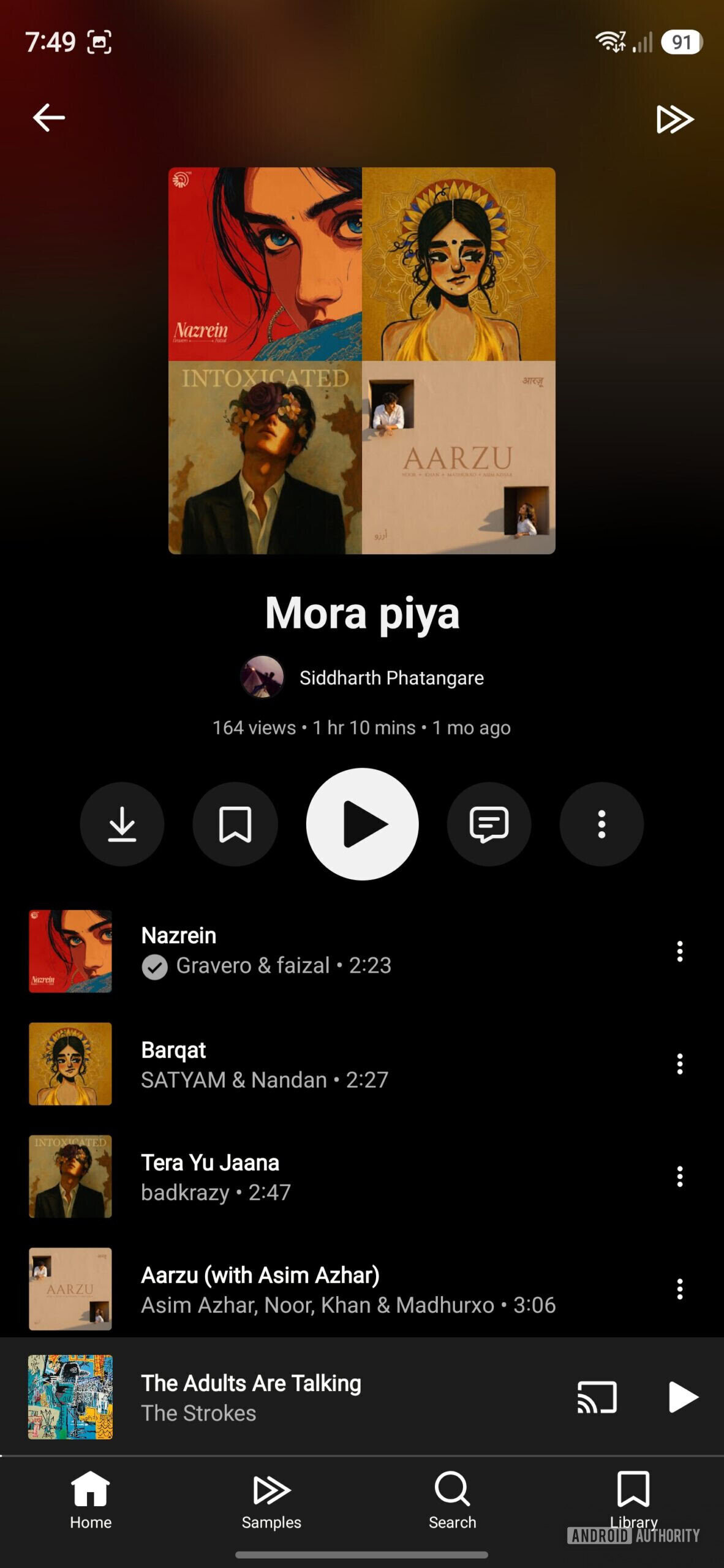 YouTube Music novo design mostra interface antiga de playlist